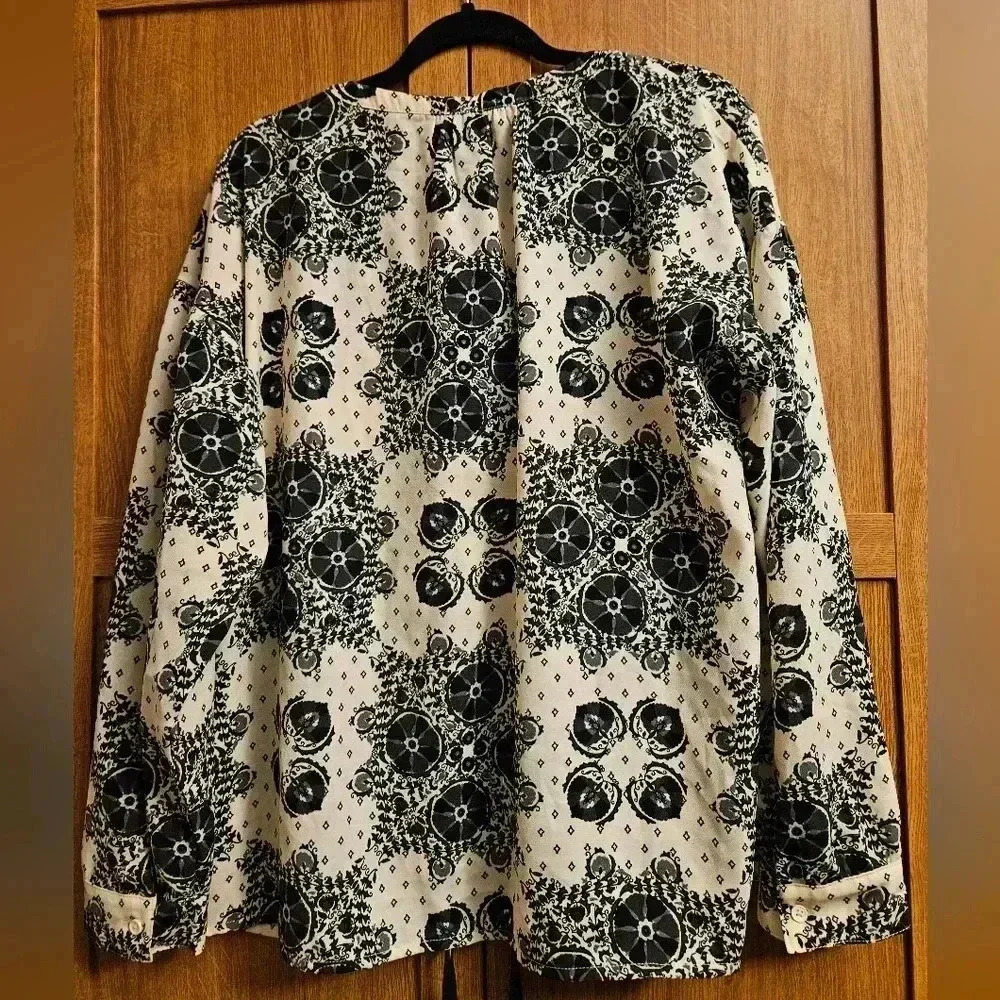 Wonderly Geometric Floral Print Long Sleeve Tunic Women L - Picture 4 of 6